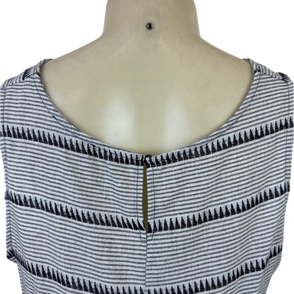 New Age Women’s Black & White High-Low Shirt With Striped Pattern Sz M/L - Picture 6 of 9